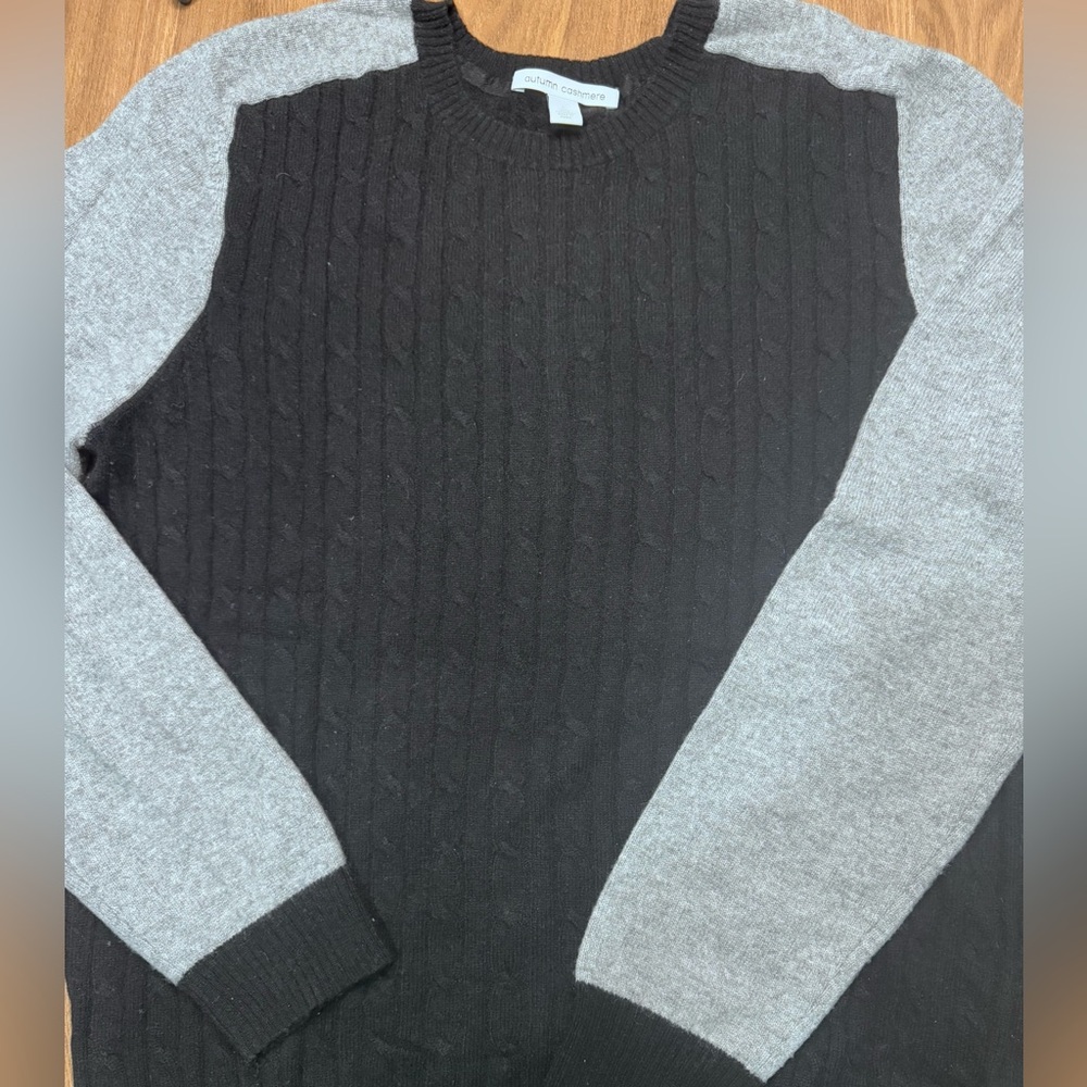 Autumn Cashmere Black and Gray Crewneck Sweater